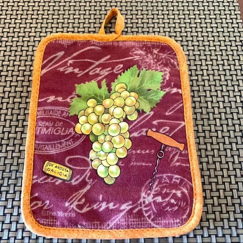Wine Grapes 100% Cotton Pot Holders Cotton Made‎ Machine Washable Heat Resistant